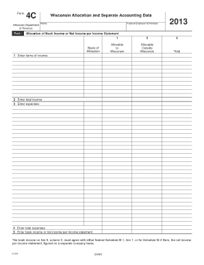 Wisconsin Form 4C Allocation and Separate Accounting Data
