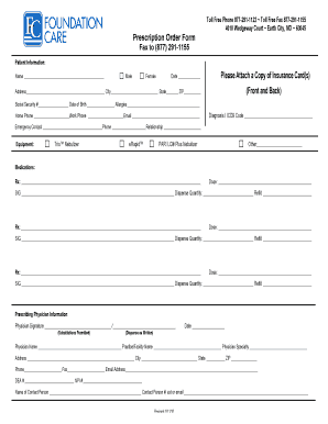 Prescription Order Form