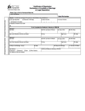 Certificate of Dissolution or Declaration of Invalidity of Marriage