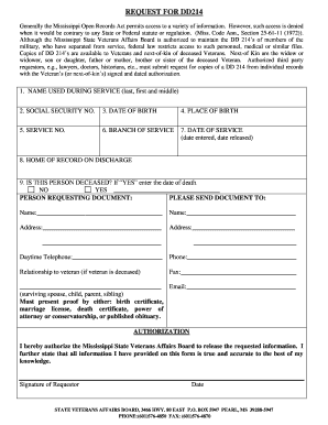 Request for DD214 Form