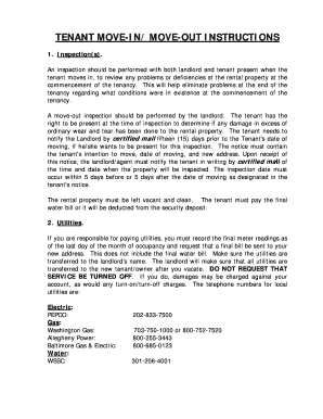 Tenant Move-In/Move-Out Instructions