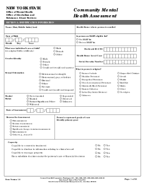 New York State Mental Health Assessment Form