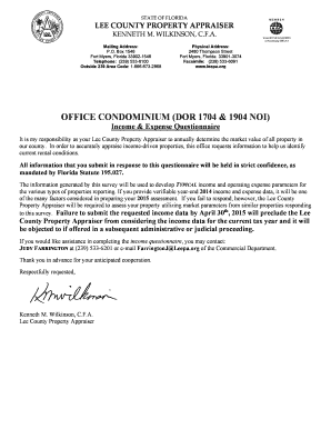 Florida Office Condominium Income Expense Questionnaire