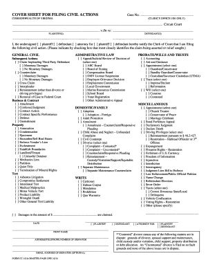 Virginia Civil Action Cover Sheet
