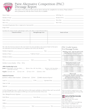 Dressage Report Form