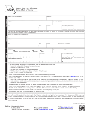 Missouri Notice of Sale or Transfer