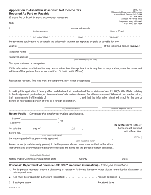 Wisconsin Net Income Tax Application