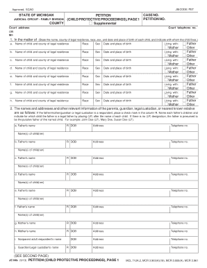 Michigan Child Protective Proceedings Petition