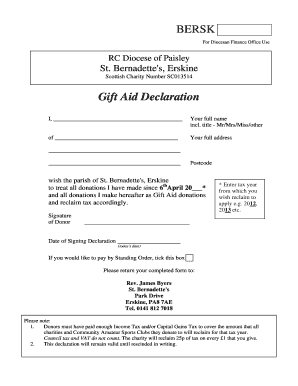 Gift Aid Declaration Form