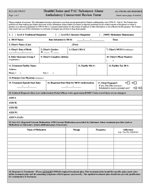 HealthChoice Substance Abuse Ambulatory Concurrent Review Form
