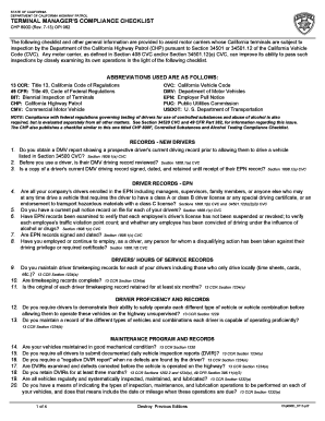 California Terminal Manager's Compliance Checklist