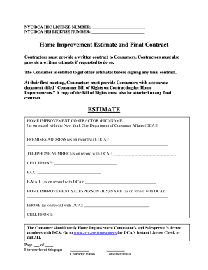 New York Home Improvement Contract