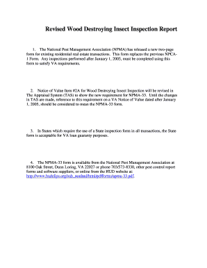 NPMA-33 Wood Destroying Insect Inspection Report