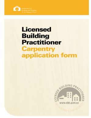 Licensed Building Practitioner Carpentry Application Form