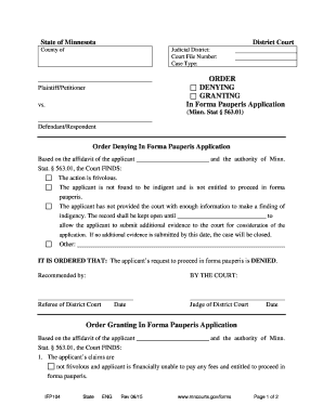 Order Denying In Forma Pauperis Application