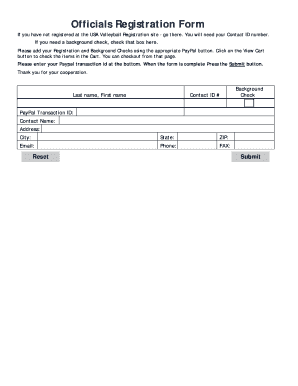 USA Volleyball Officials Registration Form
