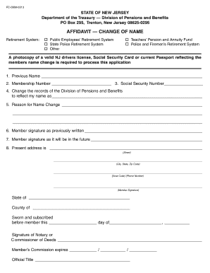 New Jersey Change of Name Affidavit