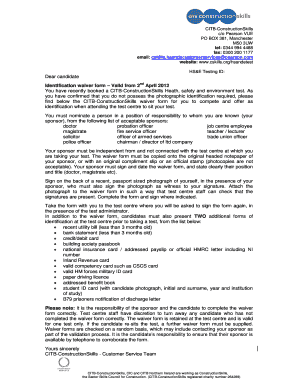 CITB Identification Waiver Form