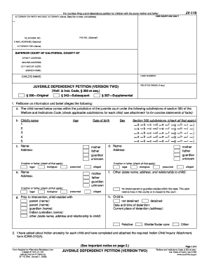 California Juvenile Dependency Petition