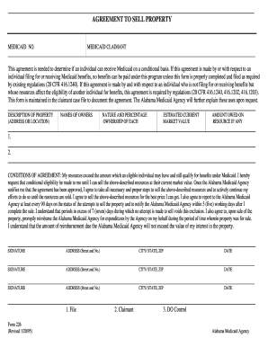 Alabama Medicaid Property Sale Agreement
