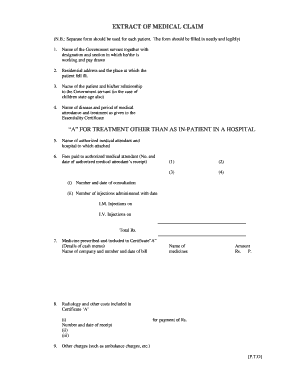 Medical Claim Form for Government Servants