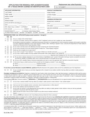 Texas Driver License Renewal Application