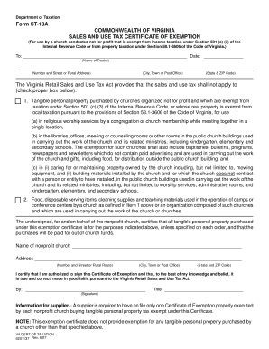 Virginia Sales and Use Tax Exemption Certificate