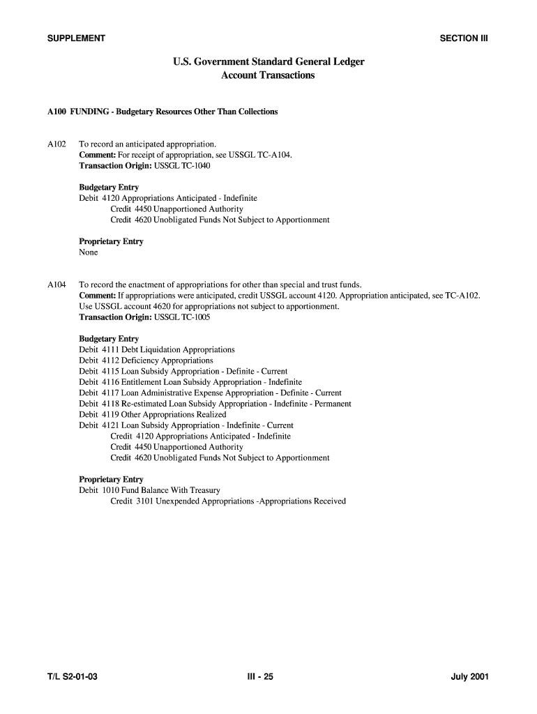 Fillable Online U.S. Government Standard General Ledger Account
