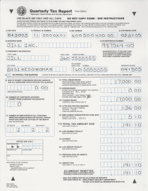 Washington State Quarterly Tax Report Form 5208A