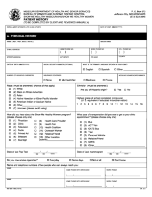 Missouri Patient History Form