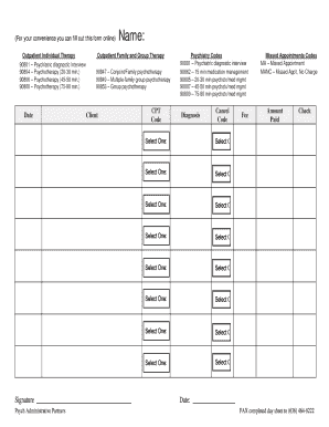 Psychiatry Billing and Appointment Form