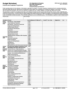 HUD Budget Worksheet
