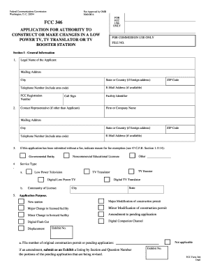 FCC 346 Application for Low Power TV Station