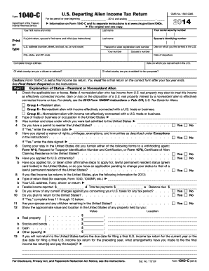 US Departing Alien Income Tax Return Form 1040-C