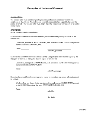 Business Name Consent Letter