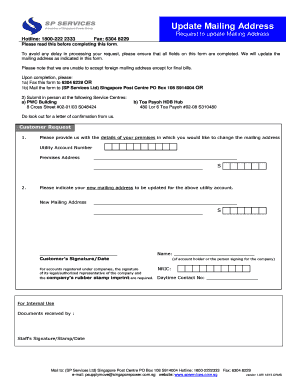 Update Mailing Address Request Form