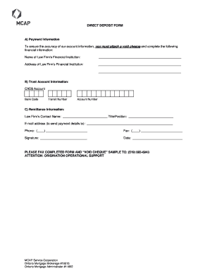 Direct Deposit Form for Law Firms