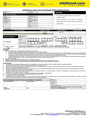JobStreet.com Intro Package Sales Agreement