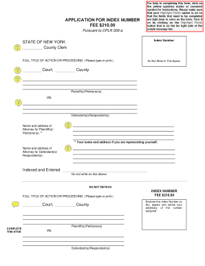 New York Index Number Application