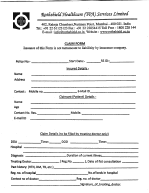 Healthcare Claim Form