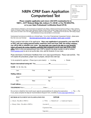 NRPA CPRP Exam Application