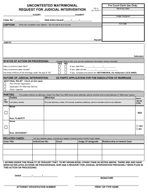 Uncontested Matrimonial Request for Judicial Intervention