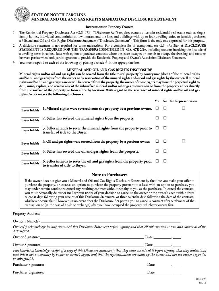 nc mineral rights disclosure Preview on Page 1