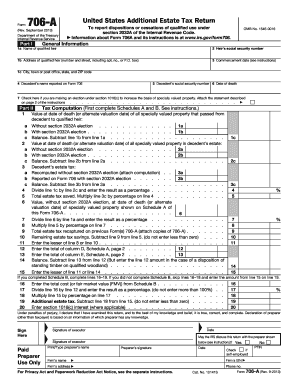 US Additional Estate Tax Return Form 706-A