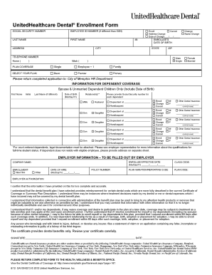 UnitedHealthcare Dental Enrollment Form