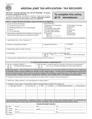 Arizona Joint Tax Application