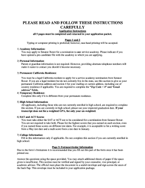 US Service Academy Nomination Application