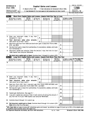 Schedule D Capital Gains and Losses Form 1040