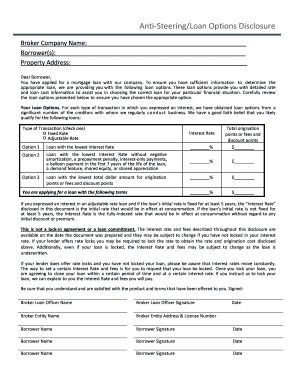 Anti-Steering Loan Options Disclosure