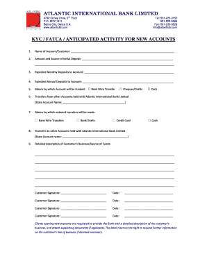 KYC FATCA New Account Form